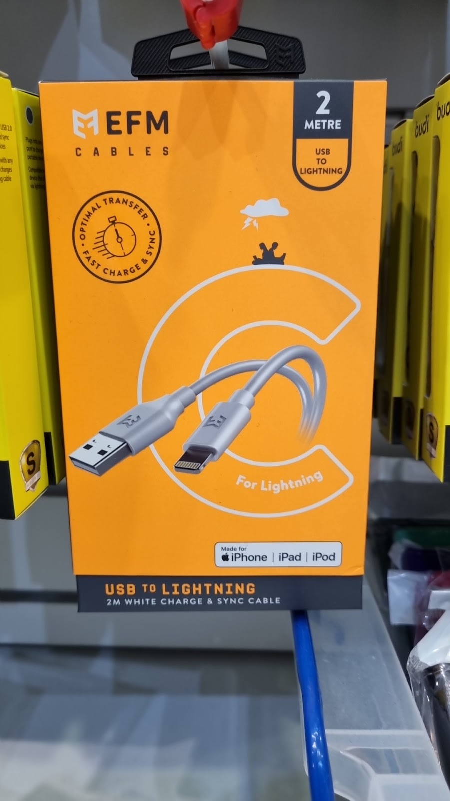 A two metre USB-C to Lightning charging cable